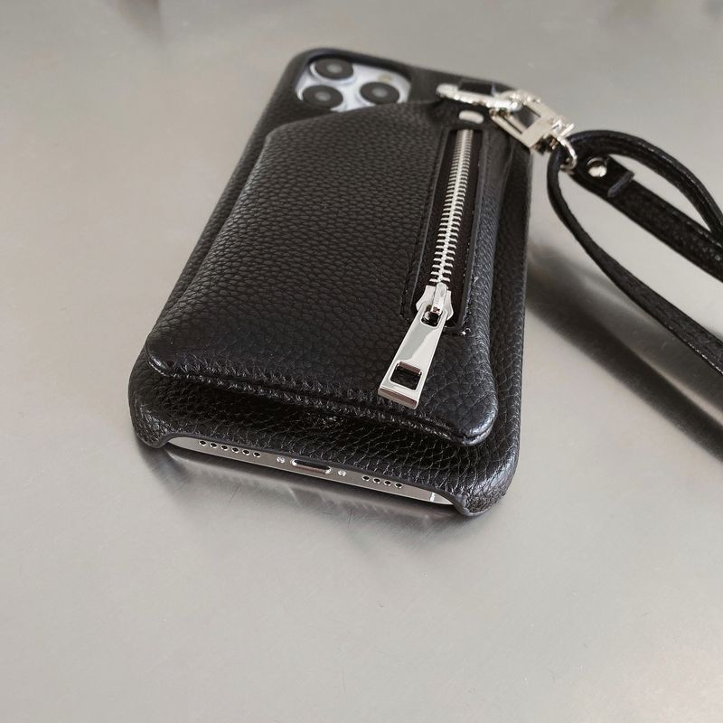 Mobile phone case purse card holder mobile phone case suitable for iPhone15 mobile phone case Apple 14pmax litchi pattern protective cover_voghion.com