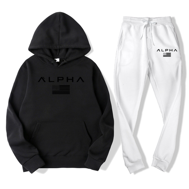 Maglione da uomo set maglione felpato pantaloni casual felpa sportiva aspetto autunno e inverno set di due pezzi_voghion.com