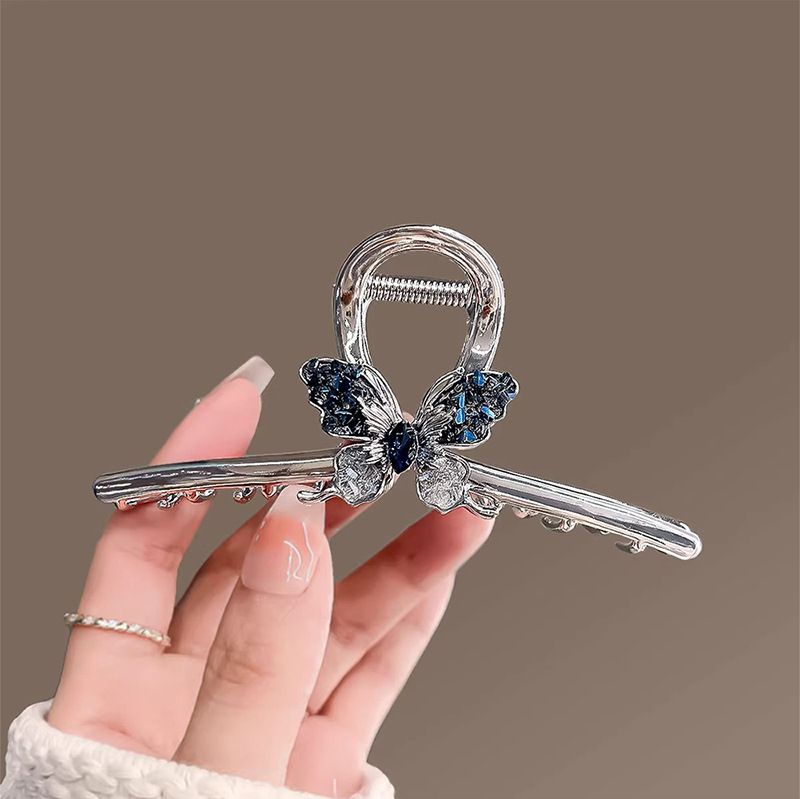Farfalla in pietra di cristallo per donna, delicata ed elegante, con fermaglio per capelli sulla parte posteriore della testa e grande fermaglio a forma di squalo, che emana un senso di_voghion.com
