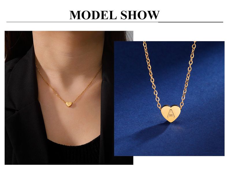 Cazador Halsketten mit Herz-Anhänger aus Edelstahl mit Anfangsbuchstaben für Frauen, Halsband, Kette, Schmuck, Geburtstagsgeschenke, Kpop-Trend_voghion.com