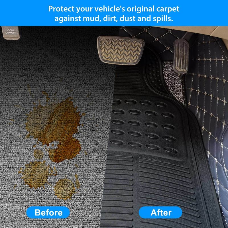 3Pcs Automotive Floor Mats Set Front Rear PVC Rubber Floor Mats Heavy Duty Drive Vehicle Car Mats with Trimmable Design Fit Most Cars SUVs Trucks_voghion.com