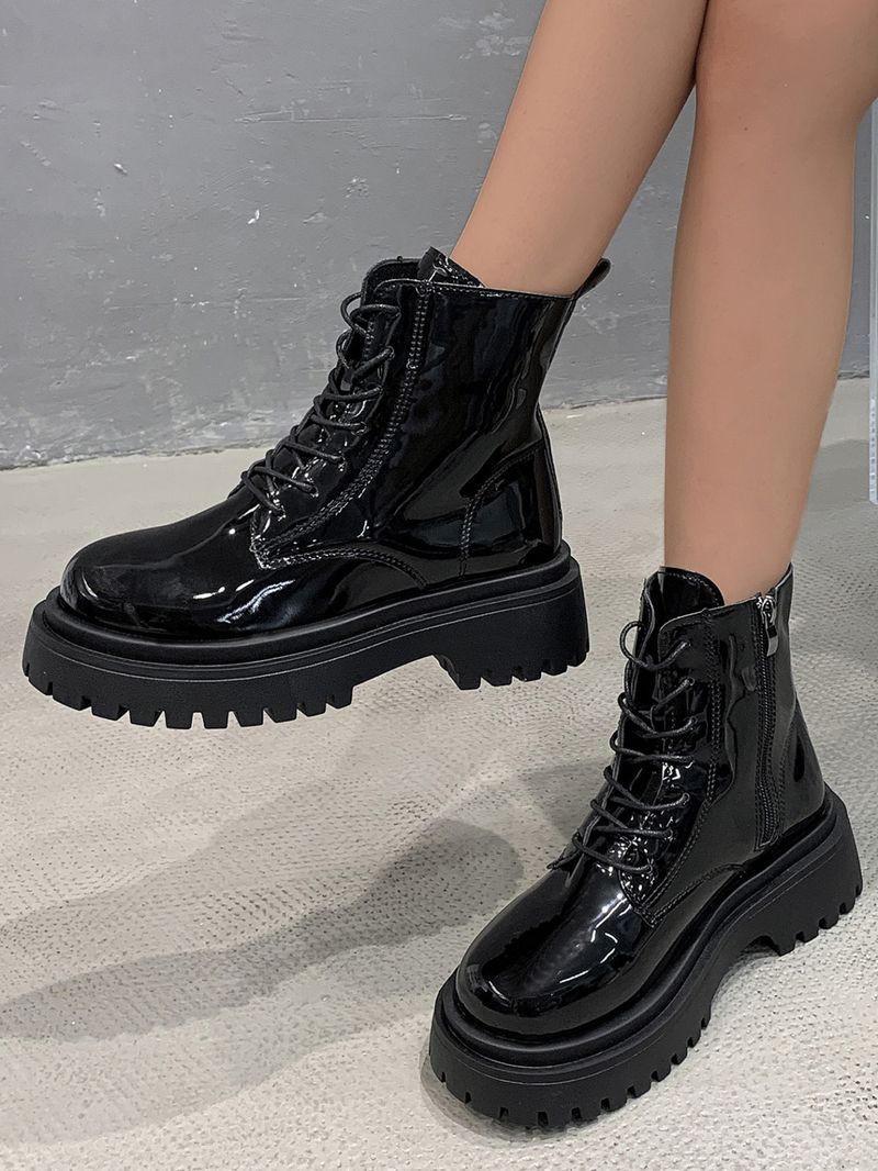 Autumn and winter new round head short handsome motorcycle boots_voghion.com