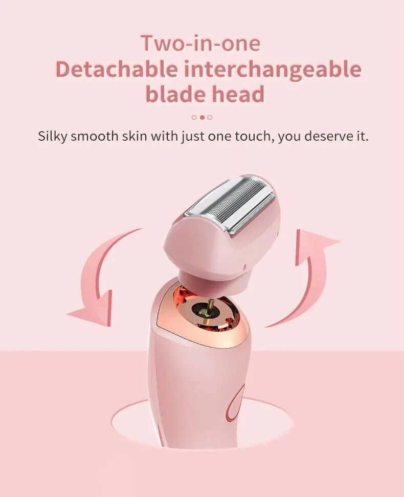 Maquinillas de afeitar eléctricas para mujer 2 en 1, afeitadoras faciales de Bikini, depilación para axilas, piernas, recortadora corporal para mujer, resistente al agua IPX7_voghion.com