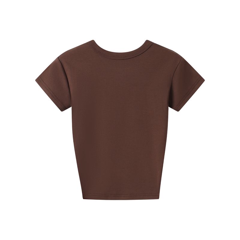 Maglietta sportiva da donna in modal con spalle dritte e spalline sottili, color carne, elasticizzata, con scollo rotondo, modello hot girl_voghion.com