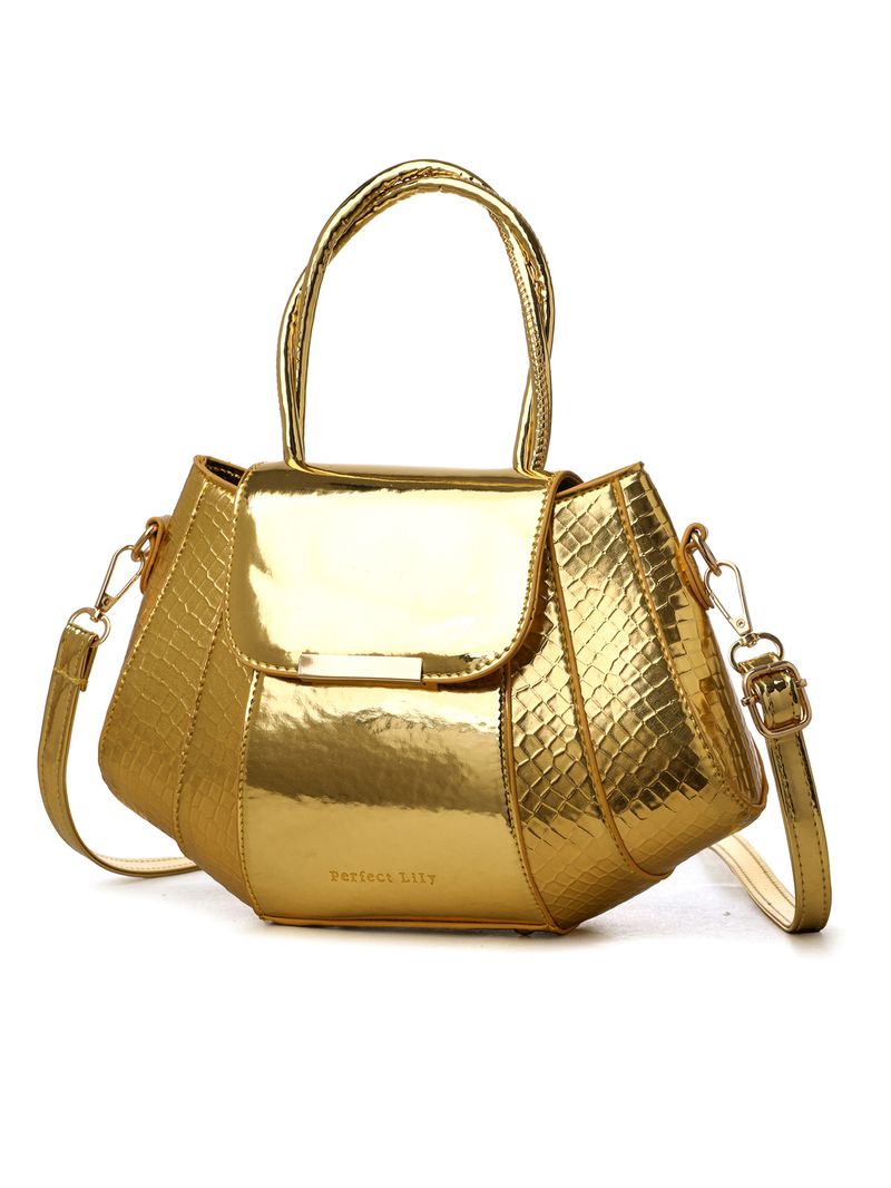 Borsa a tracolla piccola di lusso per donna - Borsa a tracolla in PU elegante e versatile con tracolla staccabile, design a conchiglia, tasche con cerniera (nero/argento/blu/oro)_voghion.com