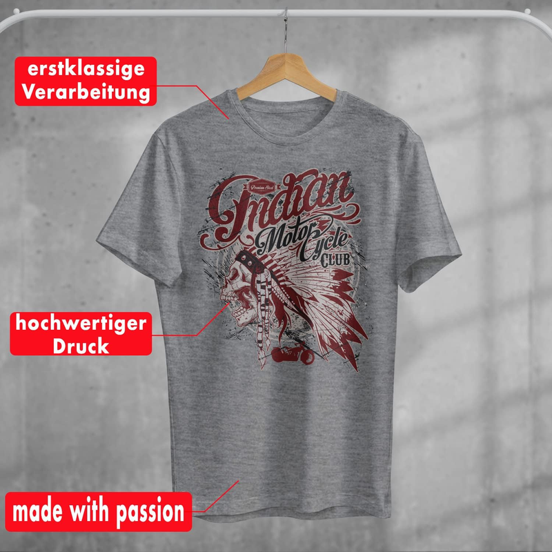 Indian Motorcycle Club T Shirt homme crâne Chopper vélo moto S XL_voghion.com