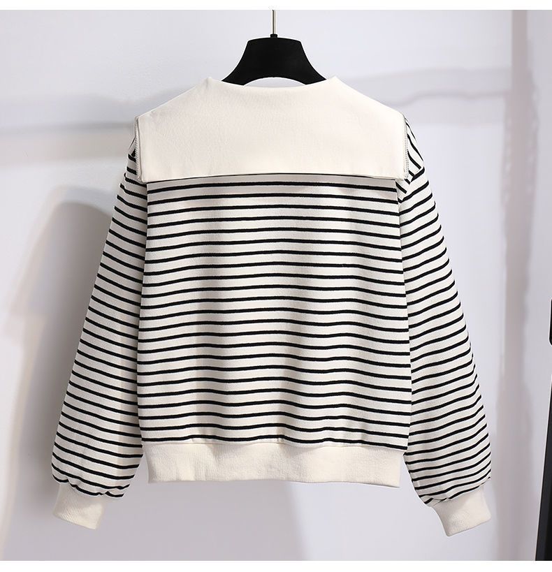 Completo trendy con felpa con cappuccio a maniche lunghe e colletto blu navy e pantaloni larghi con coulisse - Comodo abbigliamento casual da strada, tessuto in poliestere traspirante_voghion.com