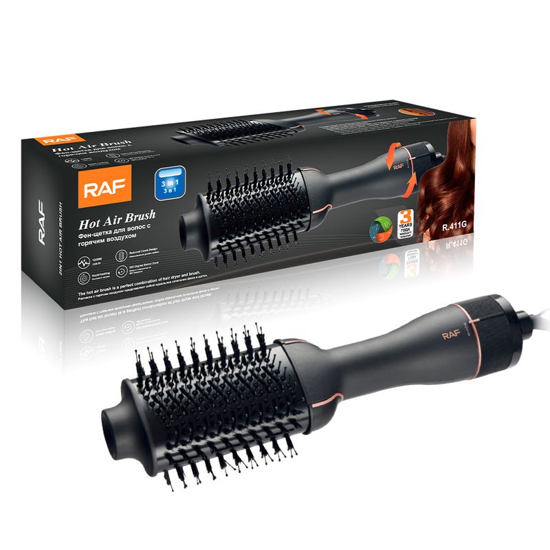 Asciugacapelli elettrico automatico con spazzola ad aria calda 3 in 1, standard UE RAF e piastra per capelli a doppio uso_voghion.com