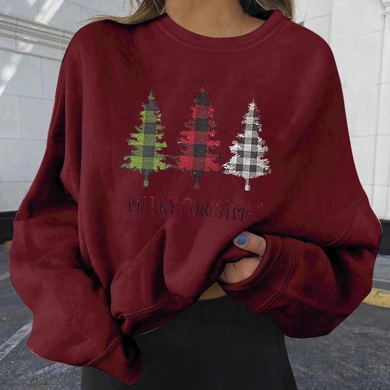 Weihnachten frauen kleidung Herbst und Winter Neue Stil Samt Heißer Verkauf Weihnachten Personalisierte Druck Mode Lose Sweatshirt Dropshipping_voghion.com