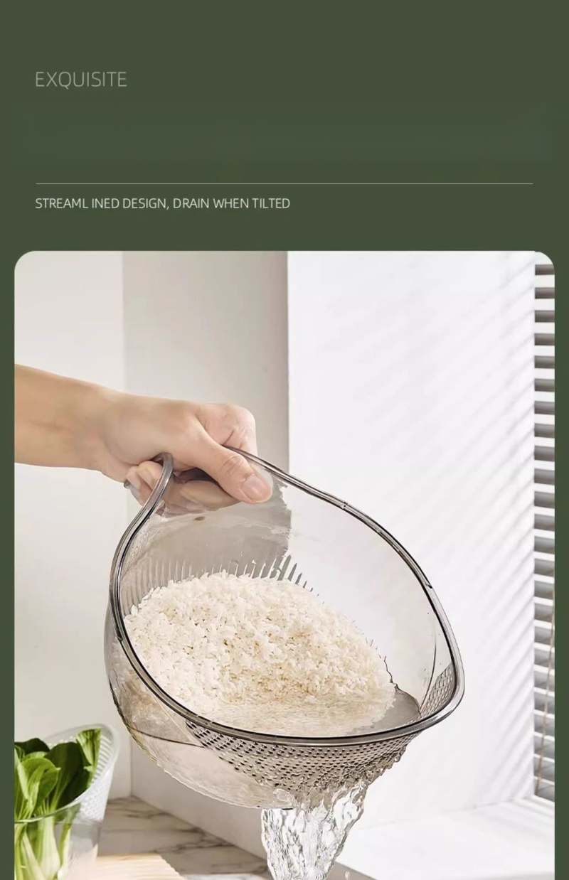 Bucătărie Artefact Multi Funcțional Legume și Orez Spălare Mâner de uz casnic Fructe Pori Fini Bazin Taomi Coș de scurgere_voghion.com