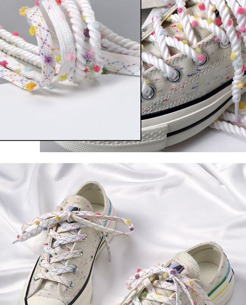 Lacci per scarpe in lana Dopamine all'ingrosso, lacci colorati adatti per scarpe di tela da donna, sneakers, scarpe bianche arcobaleno_voghion.com
