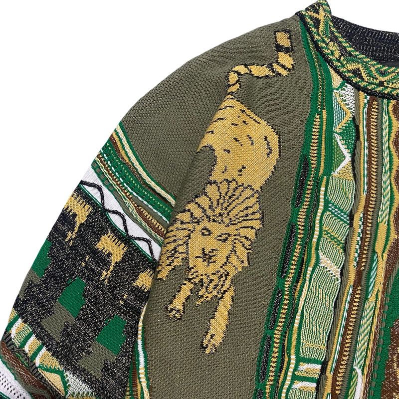 Maglione girocollo lavorato a maglia in stile etnico a contrasto vintage, con ritratto, in jacquard, taglia grande_voghion.com