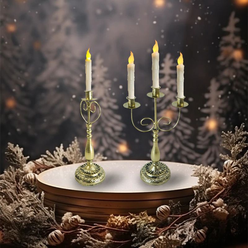 Vintage Copper Candle Holder Set, Handcrafted Metal Candlestick For Dining Table, Wedding Decor & Rustic Home Centerpiece (Single/3-Branch Options)_voghion.com