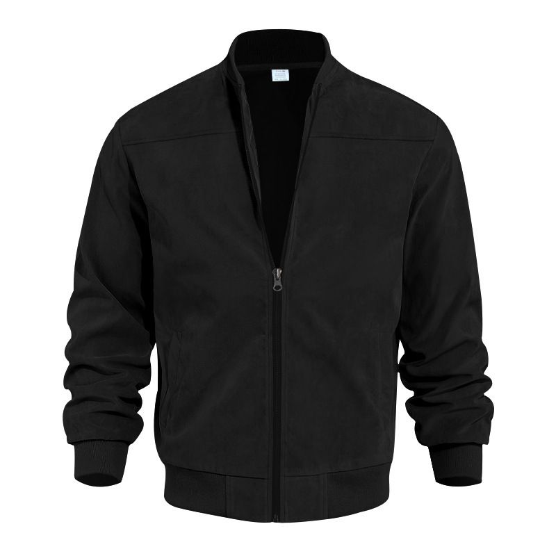 Western-Jeansjacke für Herren – Jagdmantel mit Vintage-Wildlederbesatz, locker sitzende, lässige Oberbekleidung mit Reißverschluss (Schwarz/Armeegrün_voghion.com