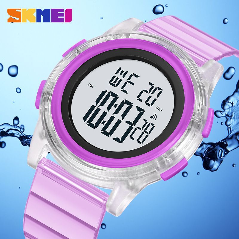 Momentum Fashion Colorful Transparent Case Round Unisex Waterproof Electronic Watch Student Model_voghion.com