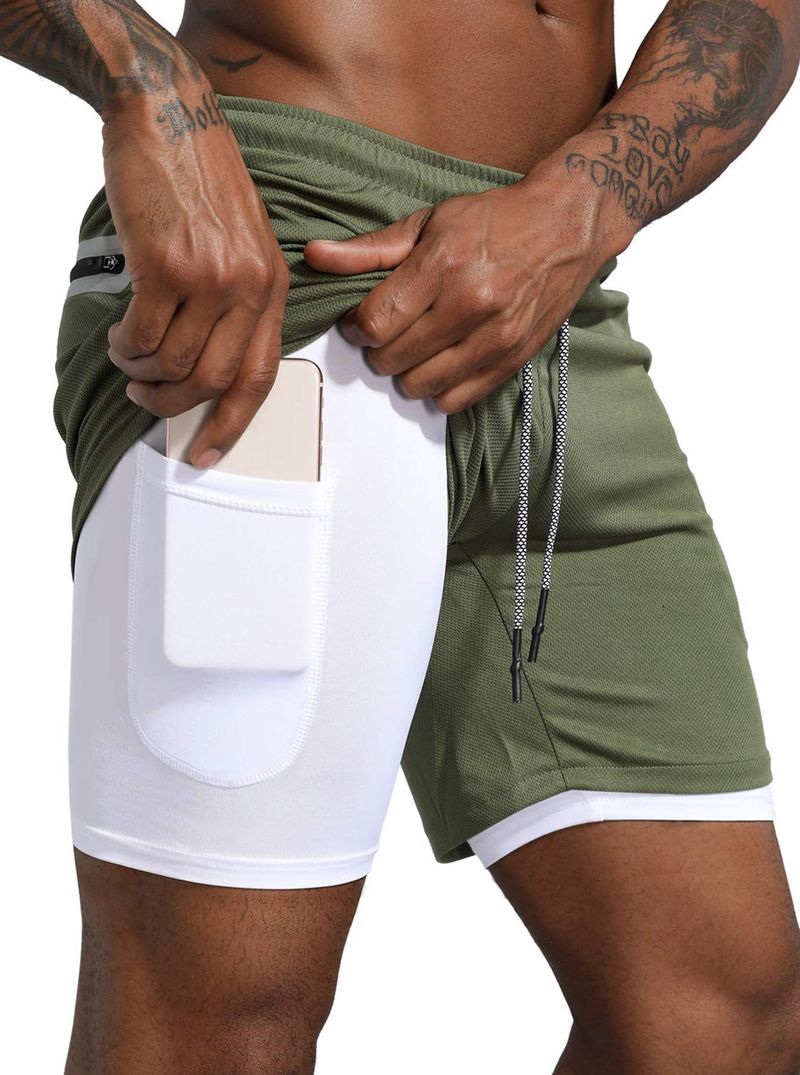 Nuovi pantaloncini a doppio strato tinta unita 2025 per fitness, esercizio, allenamento, asciugatura rapida e jogging da uomo_voghion.com