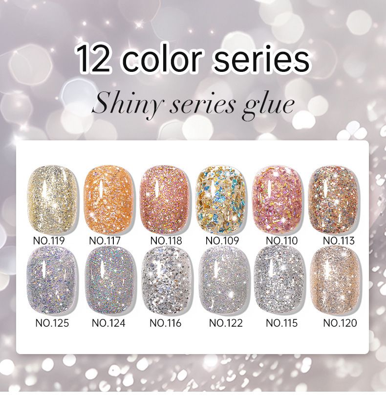 Nagelkleber im neuen Stil, hell und glänzend, Gel-Pulver, Cowherd, gebrochenes Silber, Nagelstudio, Whitening, beliebte Farbe_voghion.com