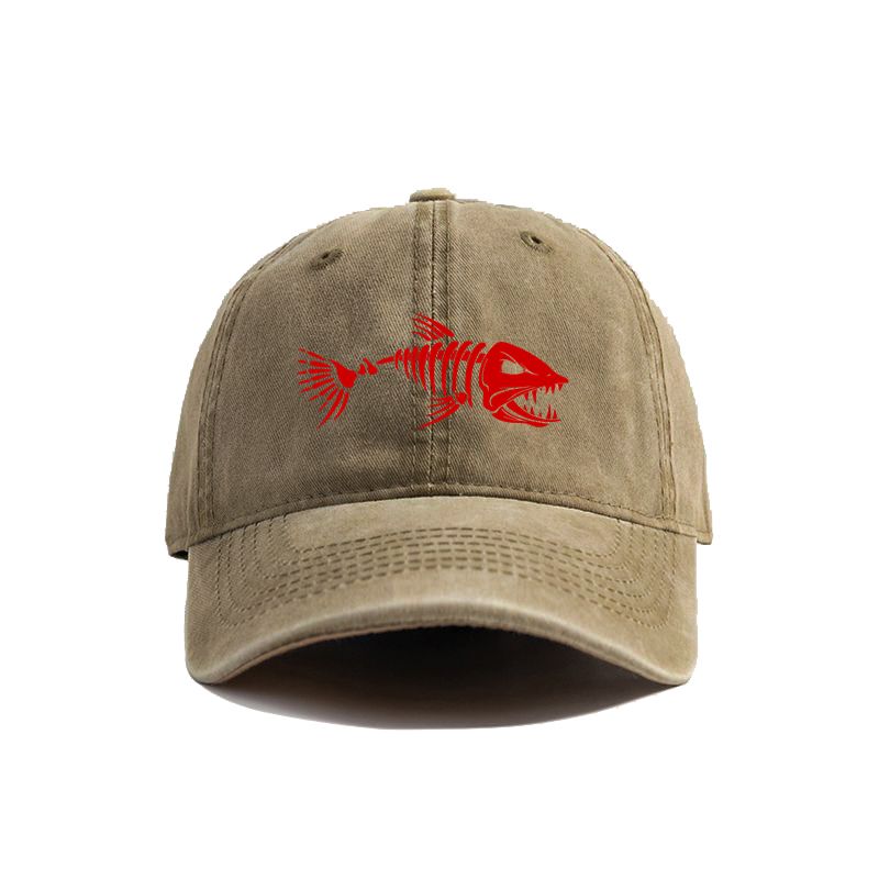 Fiskebeinsbaseballcaps Sommer Distressed Dad Hats Menn Utendørs Fiske Skjelett Fiskebeinscapser MZ-496_voghion.com