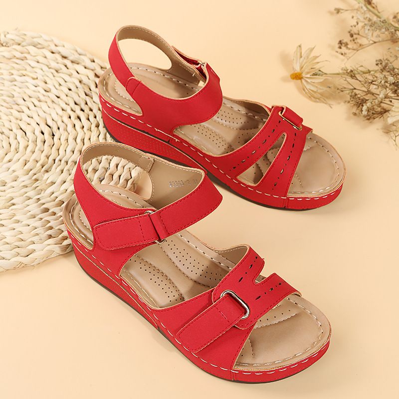 Nuovi sandali stile romano con bocca di pesce grandi casual 2024 Capispalla da donna in velcro Shake Line Shoes_voghion.com