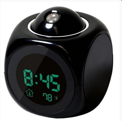 Sveglia con proiezione LED multifunzionale con annuncio vocale, display digitale per camera da letto e ufficio_voghion.com