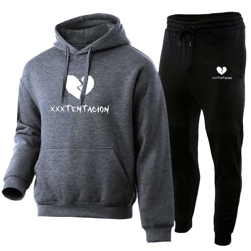 Xxxtentacion bedrucktes Hoodie-Set aus Herrenpullover, Hose und weicher Sportbekleidung_voghion.com