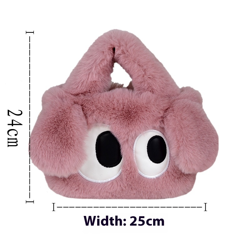New Cute Big Eyes Dog Bag With Diagonal Cross Chain Single Shoulder Handbag Wool Versatile Plush Small Bag_voghion.com