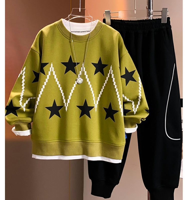 Zweiteiliger Kapuzenpullover aus Kaschmir für Jungen im Herbst und Winter Cuhk Kinder-Winterkleidung Mode_voghion.com