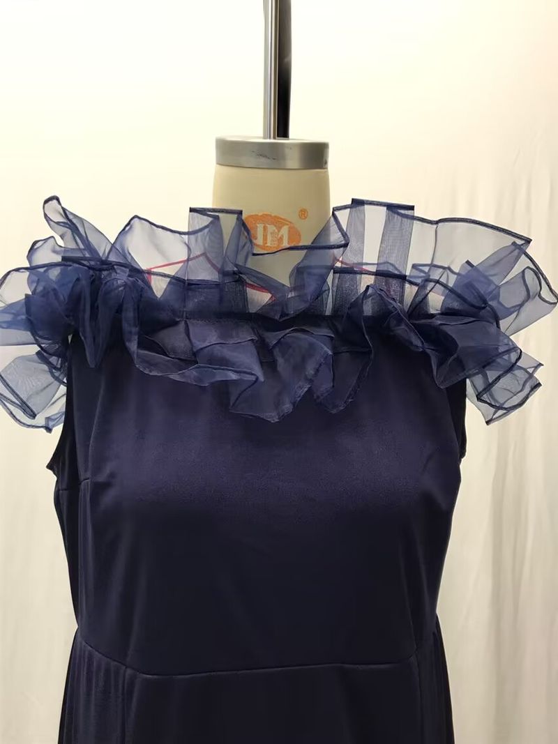 Abbigliamento da donna Primavera Cintura elastica lavorata a maglia Foglia di loto Una spalla Piccola coda Gonna lunga Vestito_voghion.com