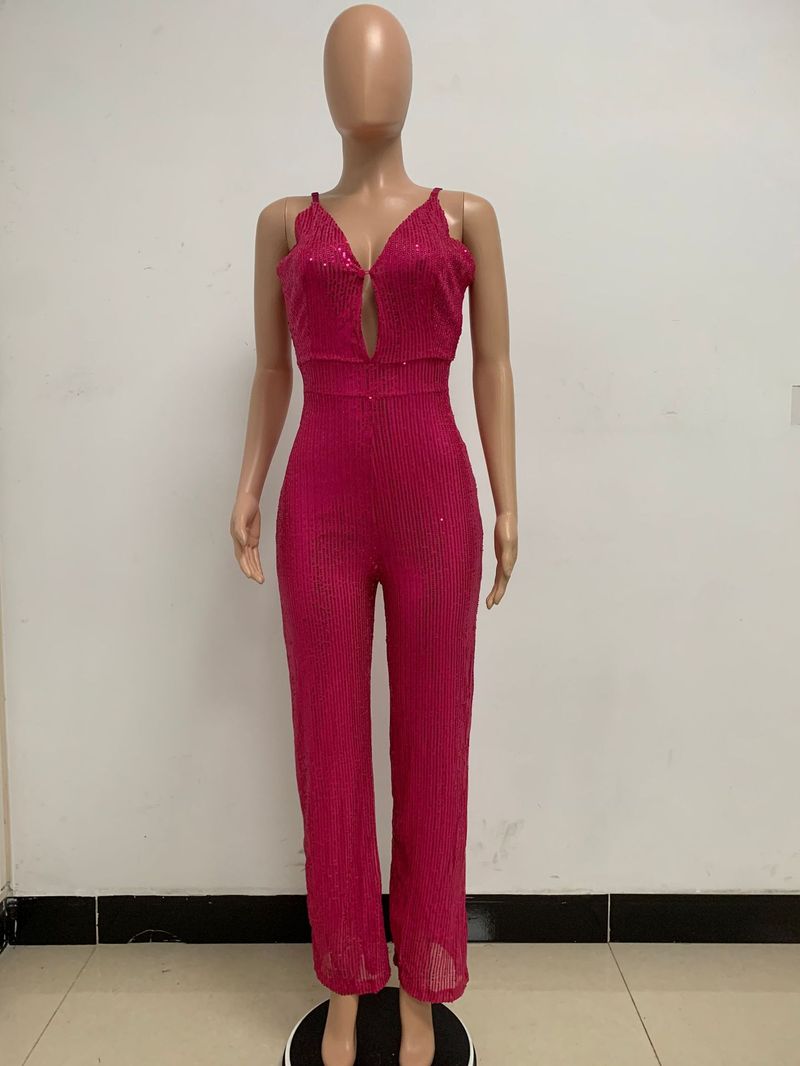Kvinders pailletter uden ærmer Spice deep V grime grime romper_voghion.com