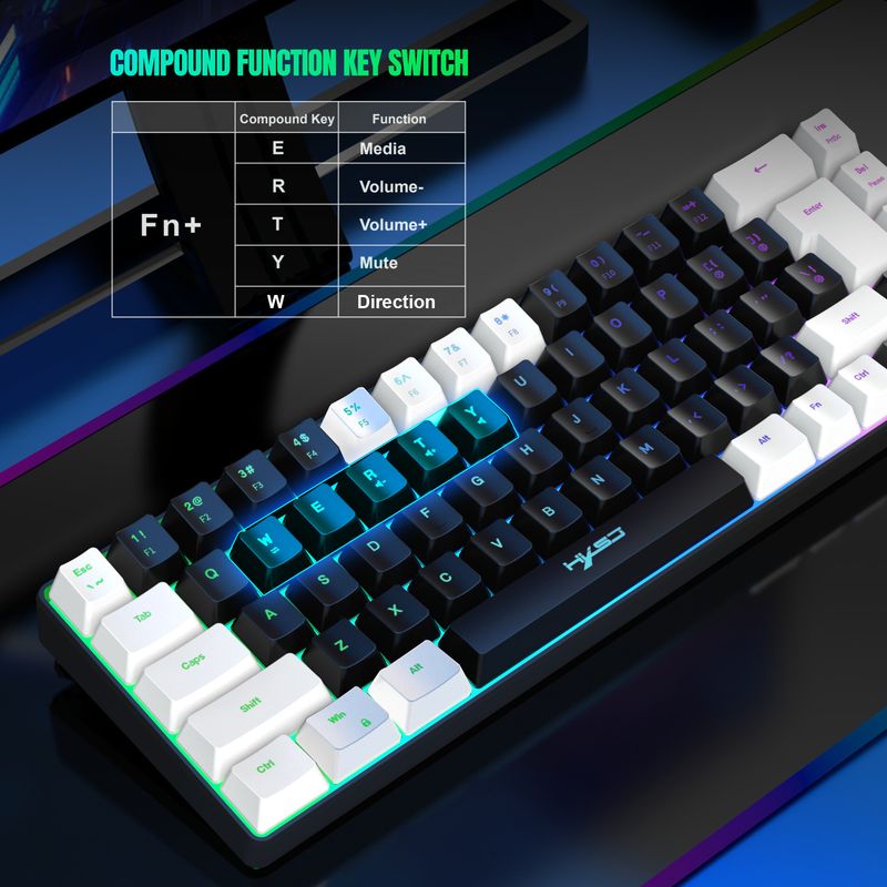 2023 New Gaming Membrane 68 Keys Key Line Separation RGB Backlight Multi-function Wired Keyboard_voghion.com
