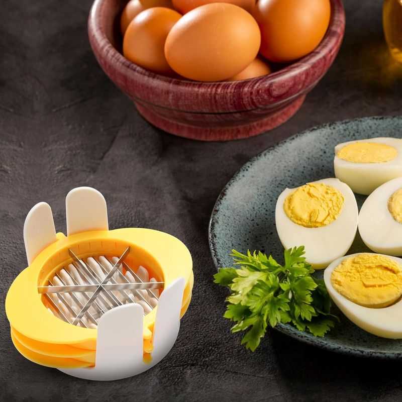 3-In-1 Egg Slicer With Blades, Stainless Steel Egg Cutter For Hard Boiled Eggs, Multi-purpose Food Slicer To Cut Fruits Into Fourth Sixth Or Slices,_voghion.com