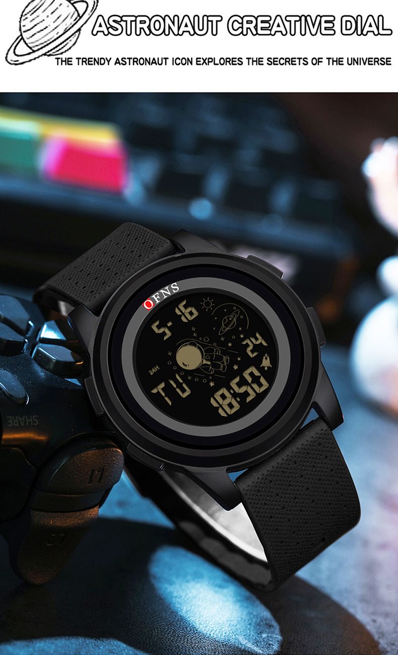 Digital Sports Watch With Astronaut Design – 50M Waterproof, LED Backlight, Countdown Timer & Dual Time – Lightweight TPU Strap_voghion.com