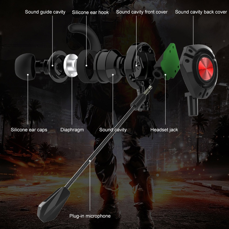 G22 Wired 3.5mm Plug In-ear Gaming Earphone Dynamic Headphone with Microphone_voghion.com