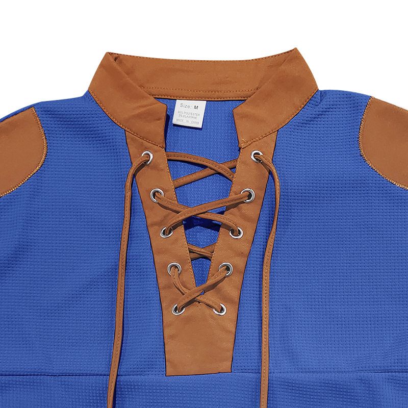 Cross-border Independent Station American Summer Casual Men's Tether Loose Henry Western Denim Waffle Short Sleeve Suit_voghion.com