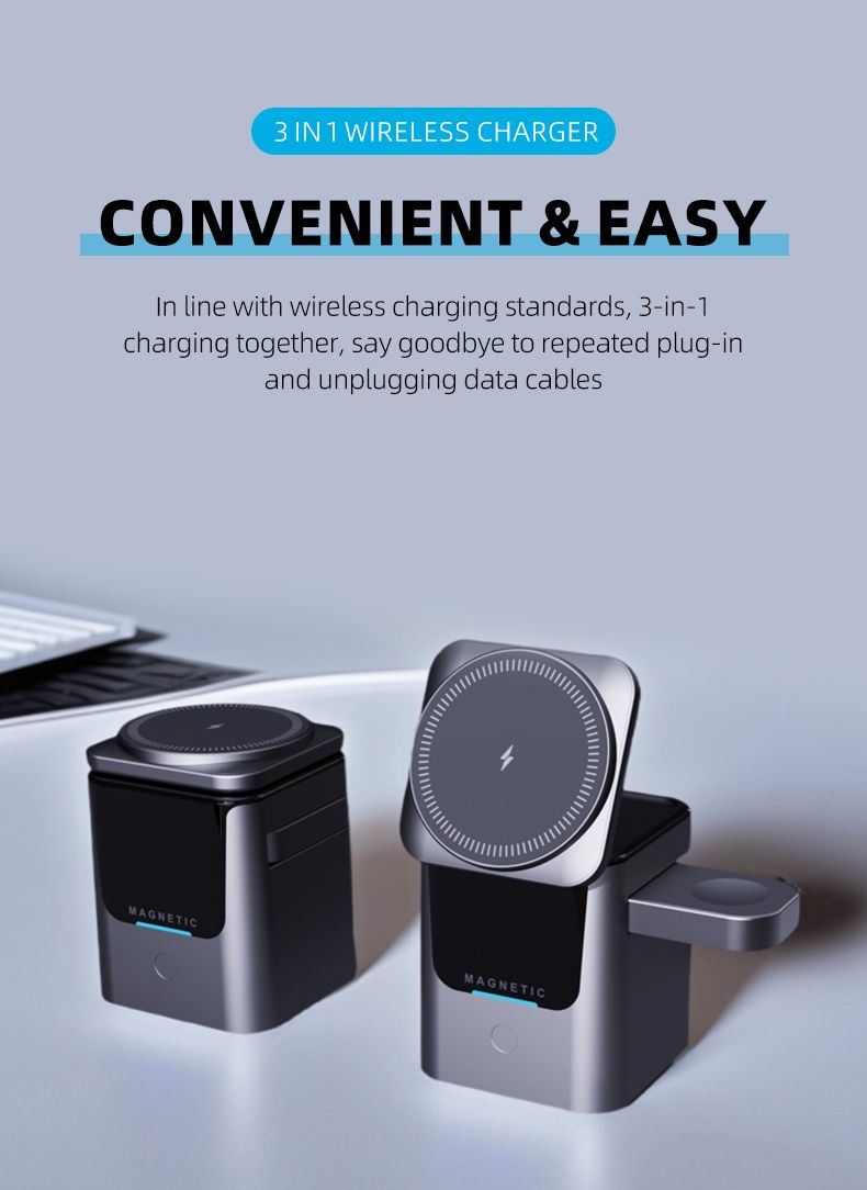 3 In 1 Magnetic Wireless Charger Station Foldable Cube 15w Rotating Charging Holder For IPhone 17 16 15 14 Pro Max_voghion.com