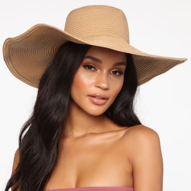 Cappello da spiaggia pieghevole oversize da donna, con tesa larga da 15 cm, estivo, da viaggio, in paglia, per donna, per vacanze all'aperto, arrotolabile, UPF50+_voghion.com