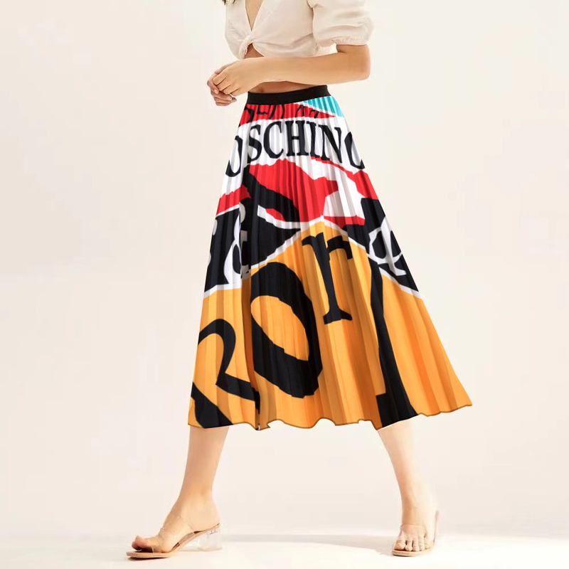 Nuova mezza gonna Mezza gonna a pieghe stampata in cartone animato da donna alla moda_voghion.com