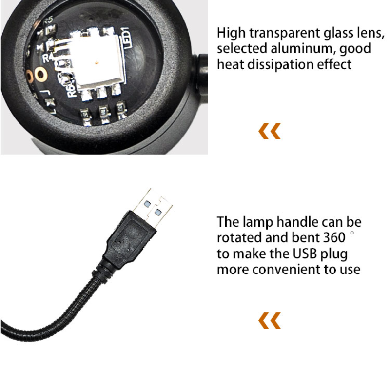 LED projektsioonivalgus päikeseloojangulamp RGB öövalgustid USB vikerkaarelamp 5 V LED atmosfäärivalgus lauakaunistusvalgusti magamistoas_voghion.com