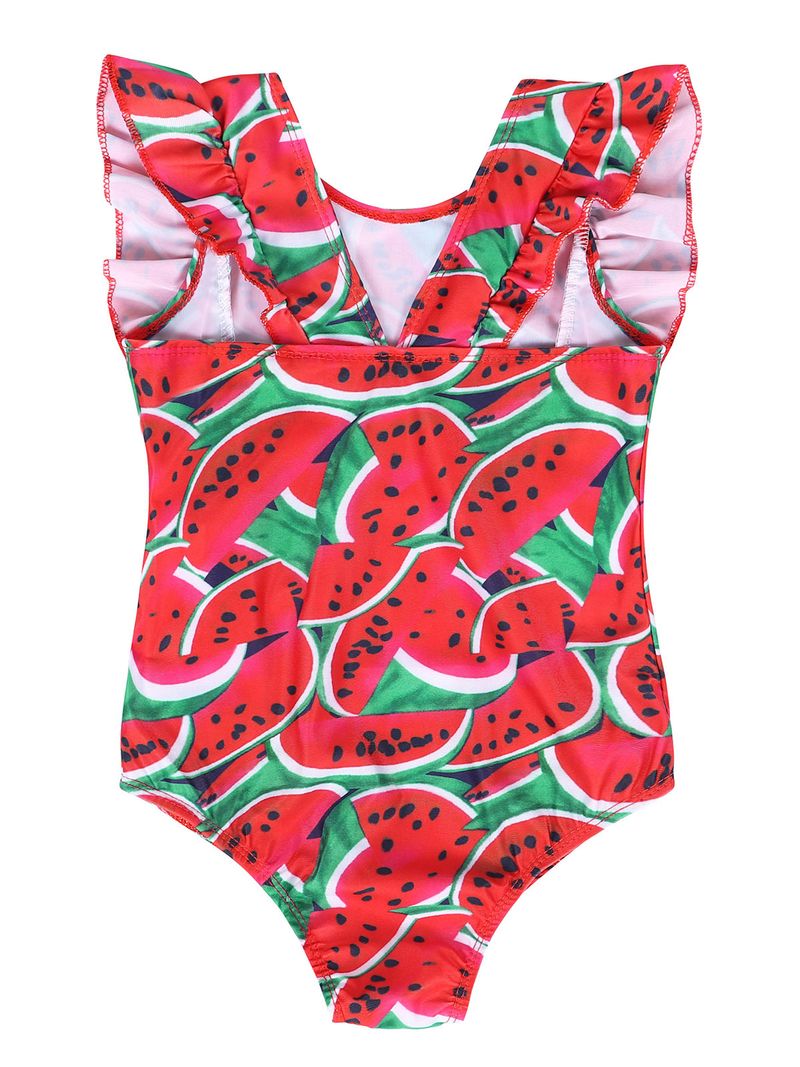Mère et enfants été maillot de bain européen et américain manches à volants pour enfants maillot de bain imprimé fille bébé gilet respirant maillot de bain une pièce_voghion.com