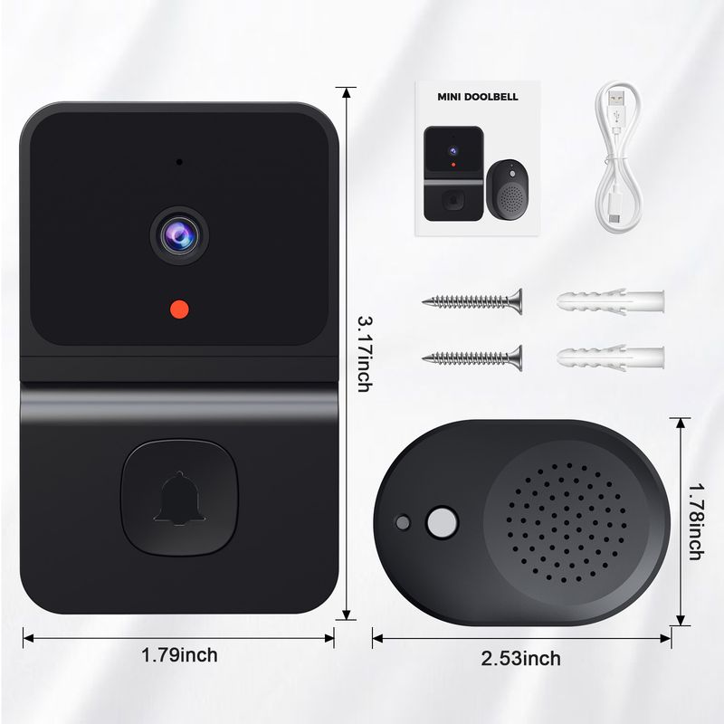 Campanello wireless WiFi per esterni con telecamera HD, campanello di sicurezza con visione notturna, videocitofono, cambio voce per monitor domestico, porta_voghion.com
