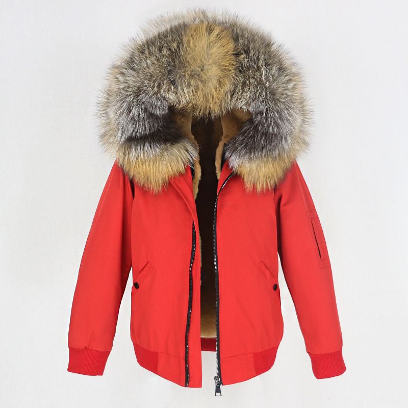 Abbigliamento donna nuovo parka con fodera in pelliccia artificiale ispessita, giacca con collo in pelliccia di volpe vera staccabile, cappotto di pelliccia_voghion.com