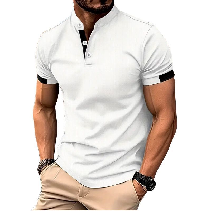 Unbeatable Quality 2024 Men's New Short Sleeved 3D Printed Simple Stand Up Collar Casual Polo Shirt_voghion.com