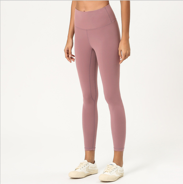 vvcx 2025s New Double-Sided Brushed For Women, Skin-Friendly Naked Feel, Nine-Tenths Length, High Waist, Hip-Lifting Yoga Pants_voghion.com