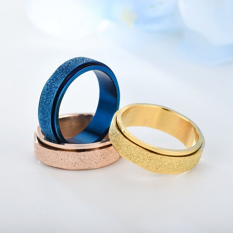 Drehbarer matter Titanstahlring für Damen und Herren – Spinner-Schmuck zur Angstlinderung, Unisex-Paarring (Silber, Schwarz, Gold, Roségold, Blau)_voghion.com