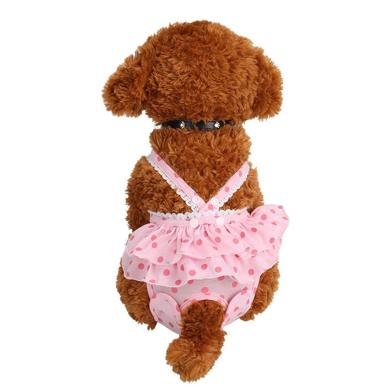 Neu Pet Teddy Menstruations Polka Dot Rock Süße Hosenträger Hund Physiologischen Hosen_voghion.com