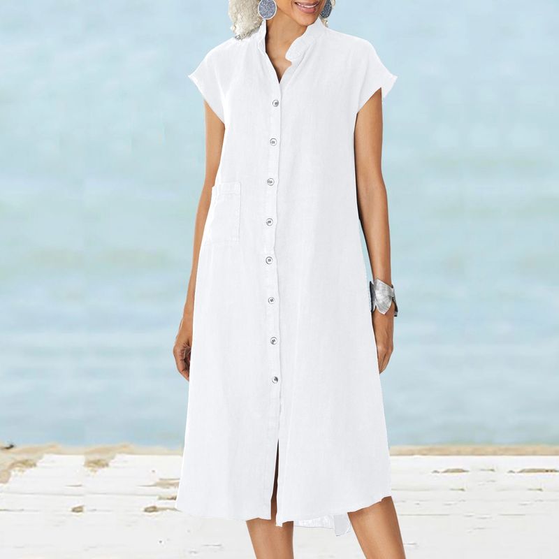 Cardigan nuovo 2025 con colletto alto, monopetto, in cotone e lino, tasca, taglia comoda, sottoveste_voghion.com