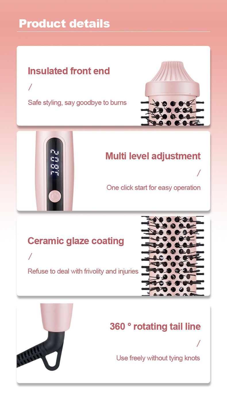 Electric Heating Fluffy Brush Digital Display Multi-temperature Adjustment Iron Big Wave Curling Tool_voghion.com