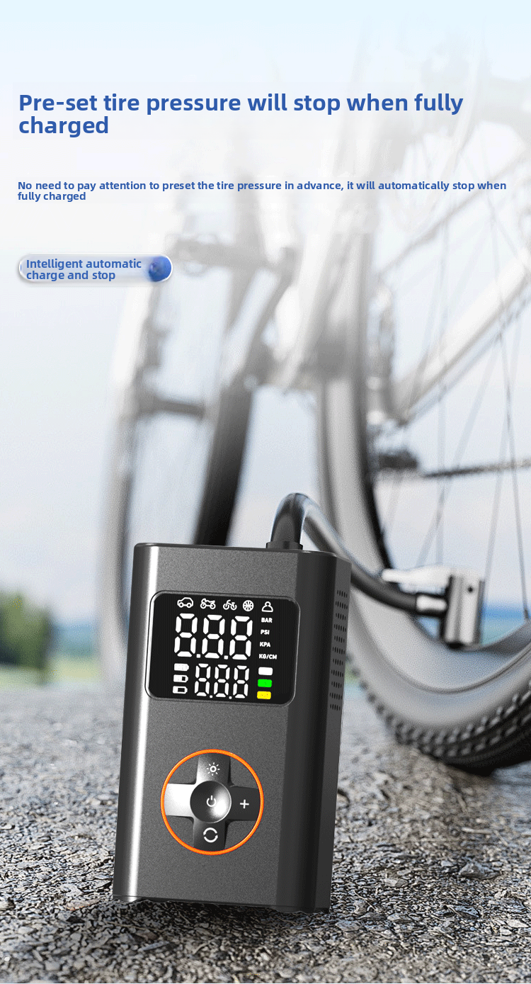 Pompa dell'aria per auto Pompa dell'aria elettrica intelligente wireless portatile per auto Arresto automatico della carica Gonfiaggio ad alta pressione_voghion.com