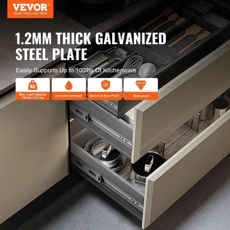 Soft-Close Rails, Glides C Pairs Track, Noiseless Full Duty 18 Slides Steel Drawer Mount Side Inch Heavy 10 Guide Extension Of_voghion.com