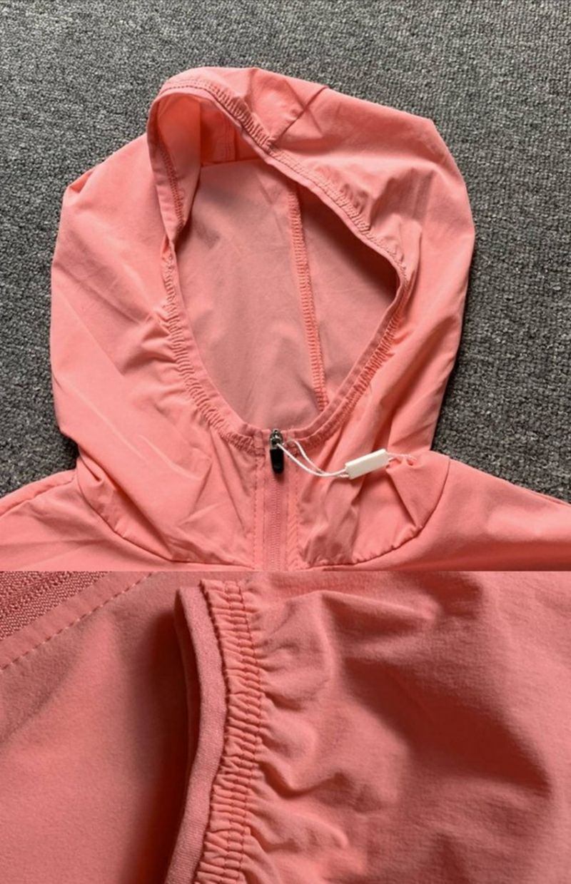 Āra sporta vasaras pilnībā elastīga spēka ādas vējjaka sieviešu saules aizsardzības apģērbam, vieglam, elpojošam un_voghion.com